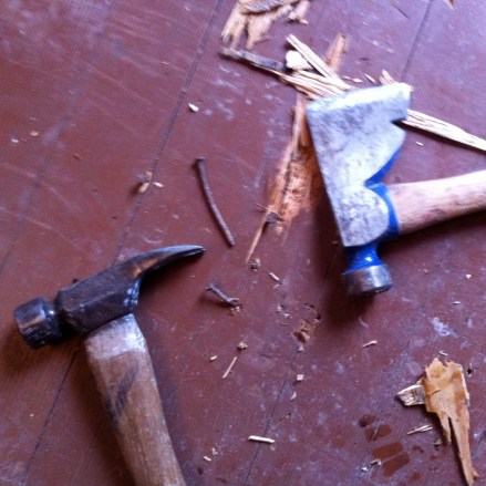 Living room floor, uncovered.