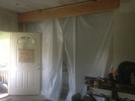 Our bedroom "wall" on the first floor kept our space relatively less dusty than the remainder of the house.